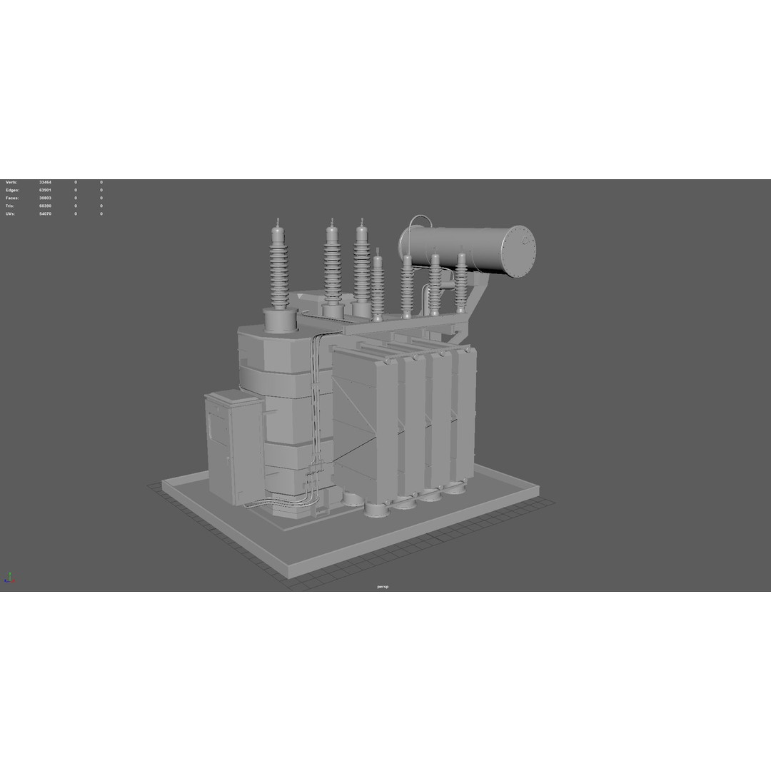 Power Transformer 3D Model – Low Poly PBR Game Asset, FBX, OBJ - View 6