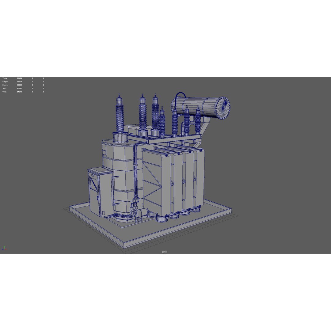 Power Transformer 3D Model – Low Poly PBR Game Asset, FBX, OBJ - View 7