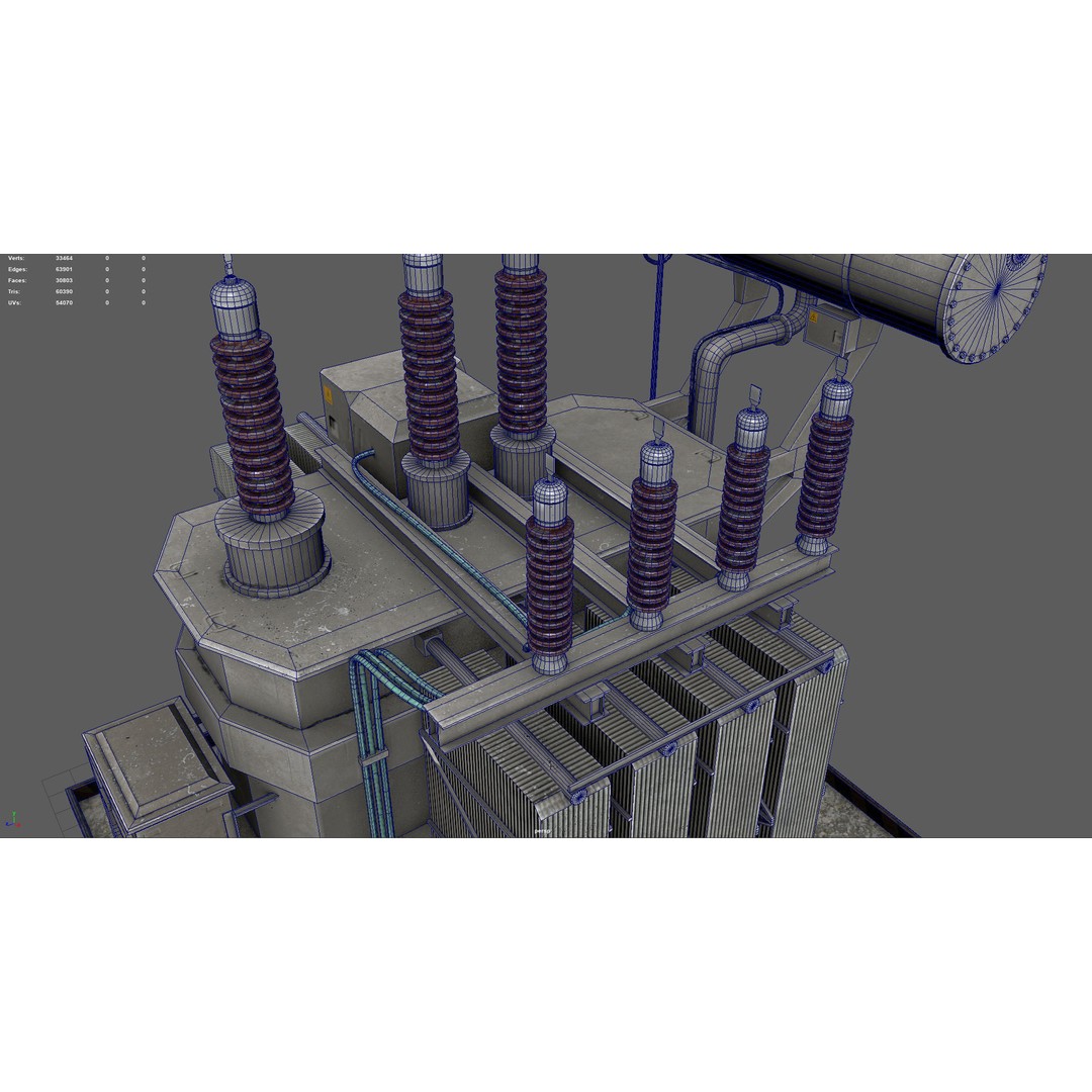 Power Transformer 3D Model – Low Poly PBR Game Asset, FBX, OBJ - View 8