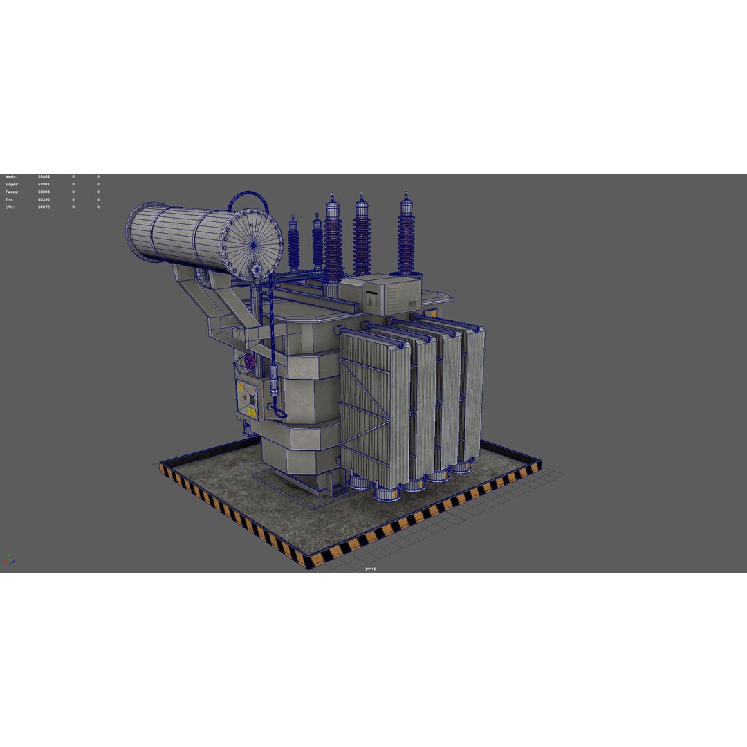 Power Transformer 3D Model – Low Poly PBR Game Asset, FBX, OBJ - View 9