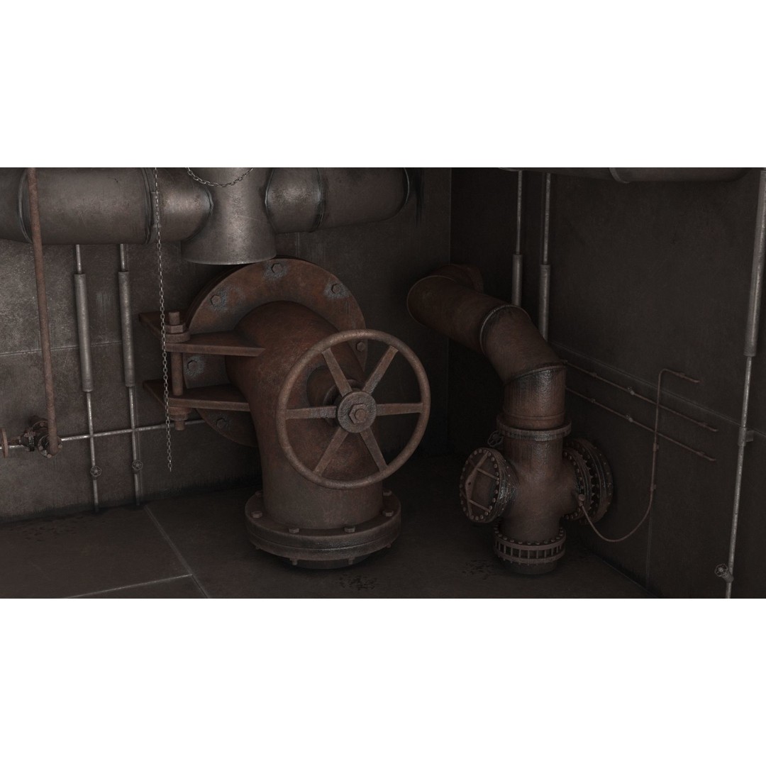 Industrial Pipes 3D Model – Low Poly PBR Asset, FBX - View 13