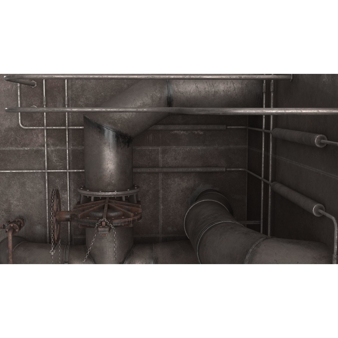 Industrial Pipes 3D Model – Low Poly PBR Asset, FBX - View 16