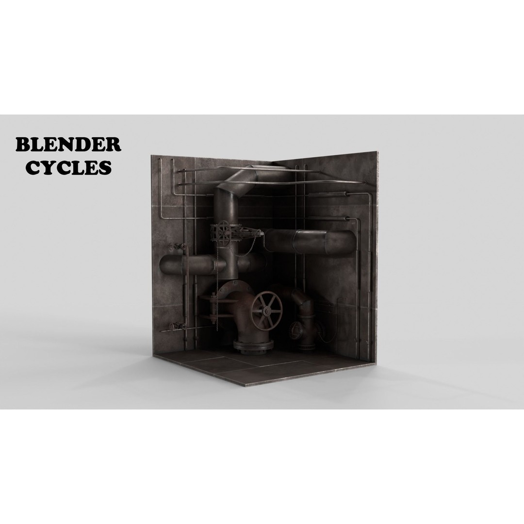 Industrial Pipes 3D Model – Low Poly PBR Asset, FBX - View 18