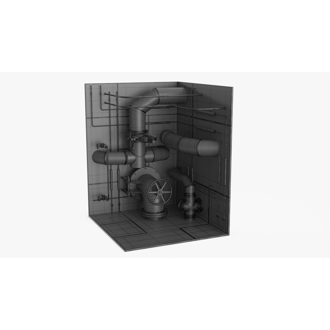Industrial Pipes 3D Model – Low Poly PBR Asset, FBX - View 20