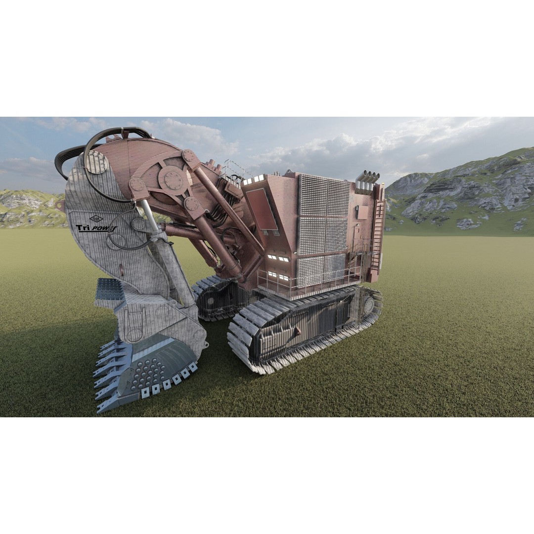 Backhoe RH Mining 3D Model – Detailed Industrial Excavator, FBX, OBJ - View 10