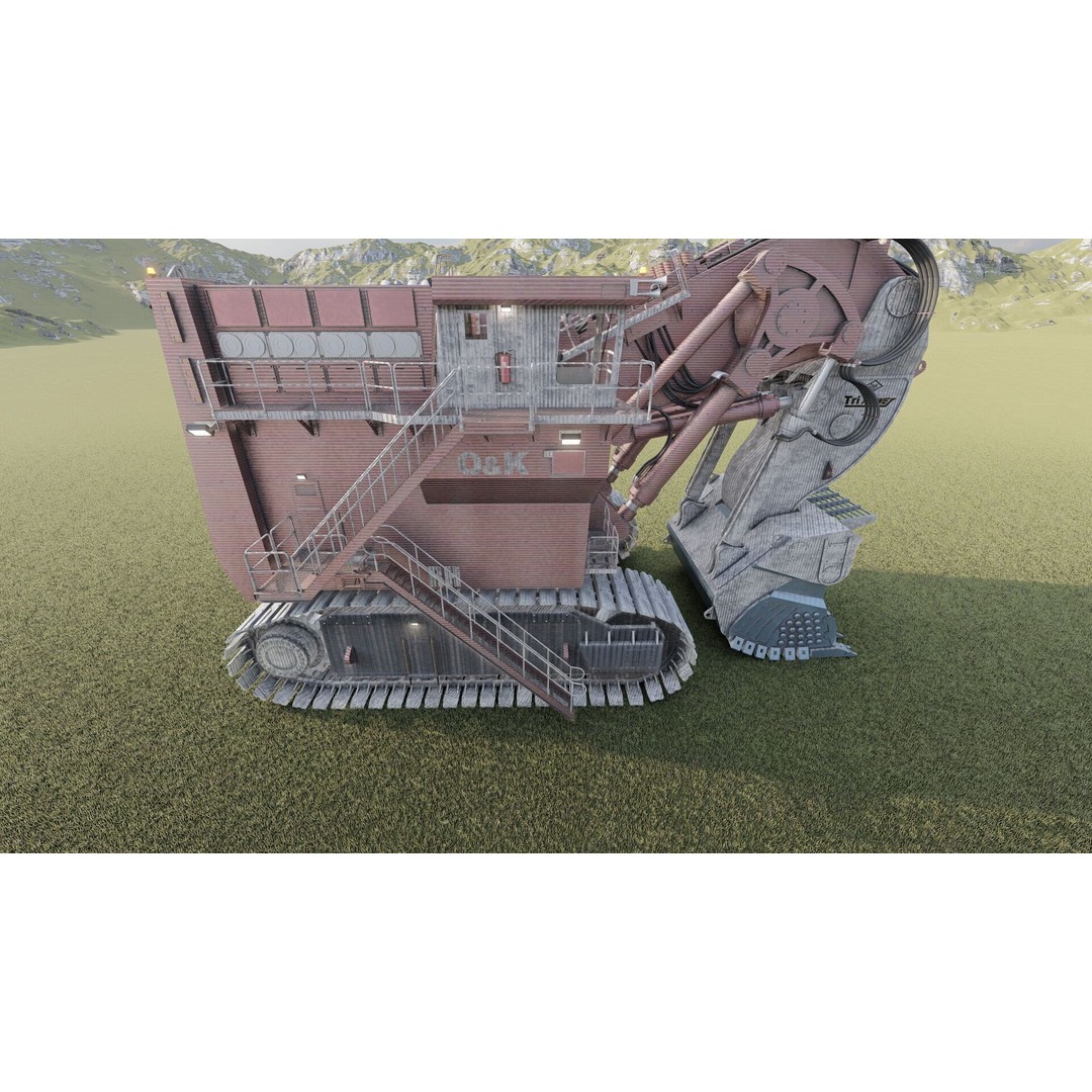 Backhoe RH Mining 3D Model – Detailed Industrial Excavator, FBX, OBJ - View 15
