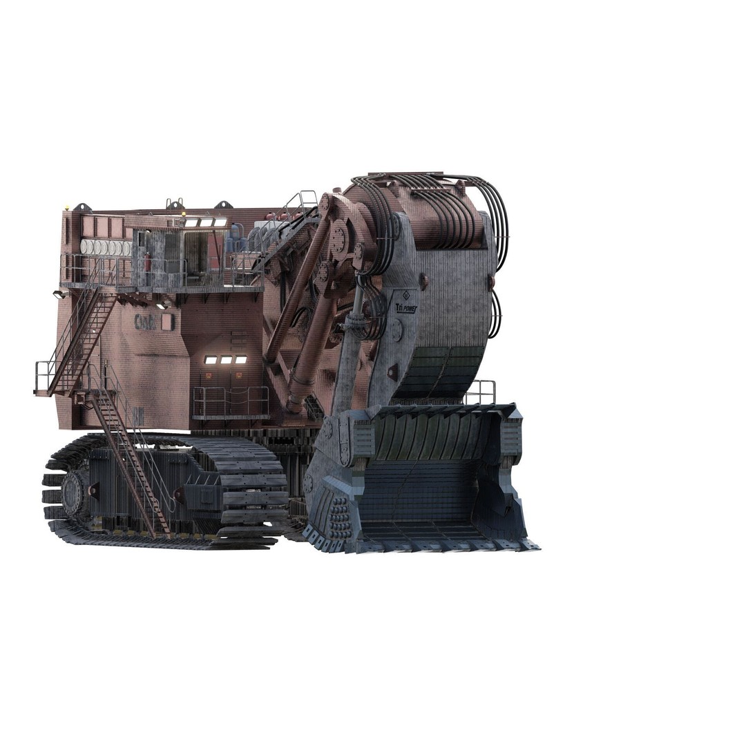 Backhoe RH Mining 3D Model – Detailed Industrial Excavator, FBX, OBJ - View 4