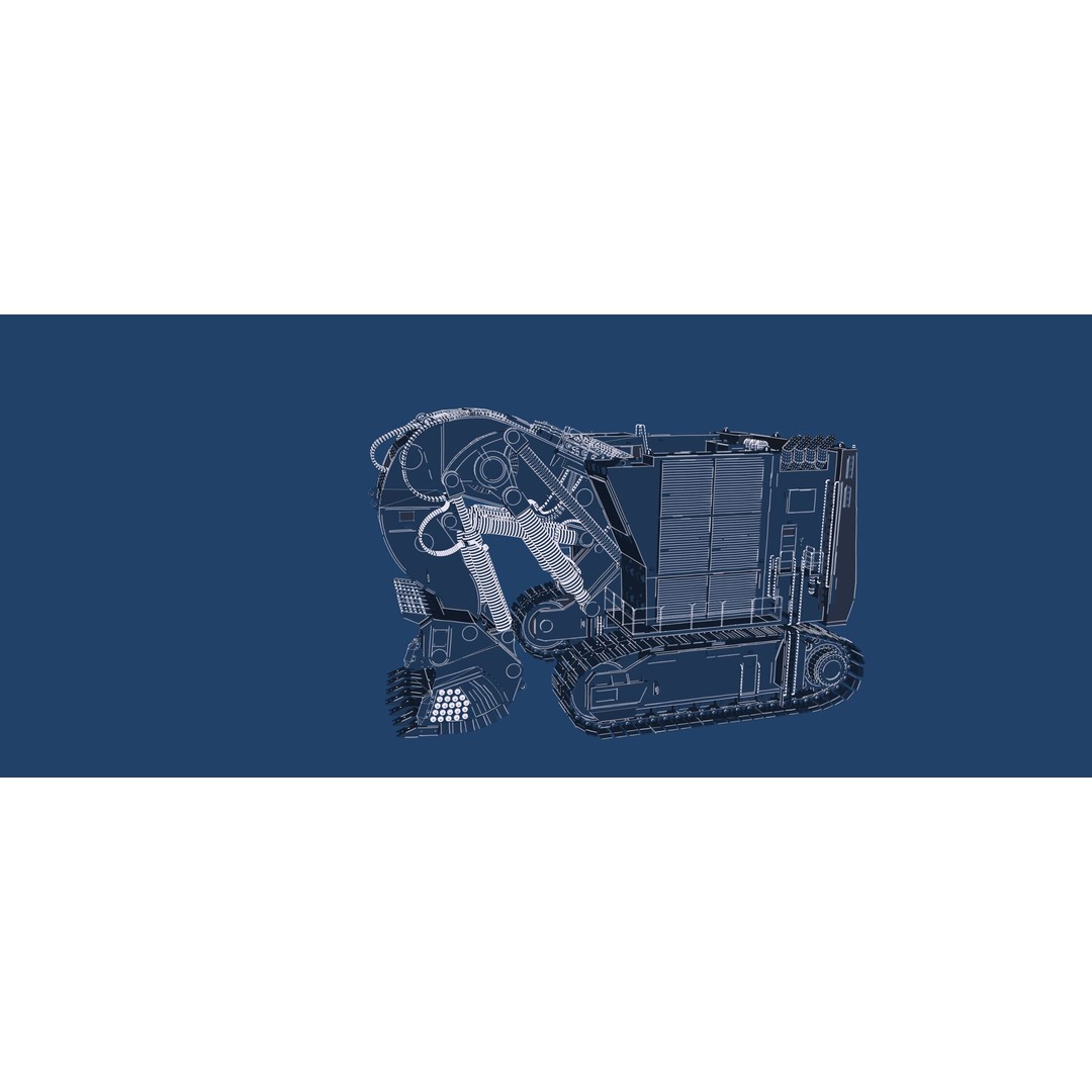Backhoe RH Mining 3D Model – Detailed Industrial Excavator, FBX, OBJ - View 47