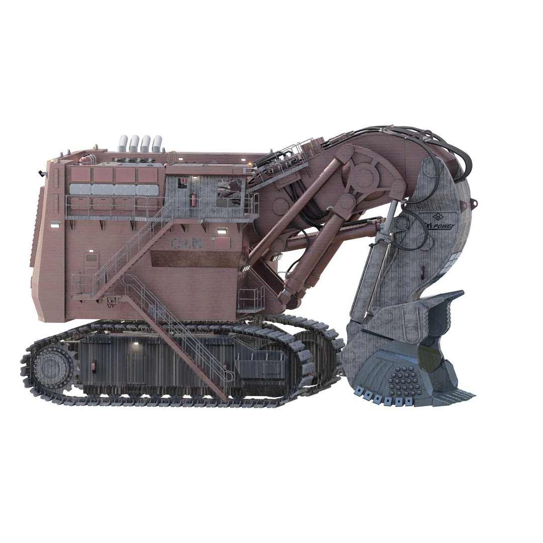 Backhoe RH Mining 3D Model – Detailed Industrial Excavator, FBX, OBJ - View 5
