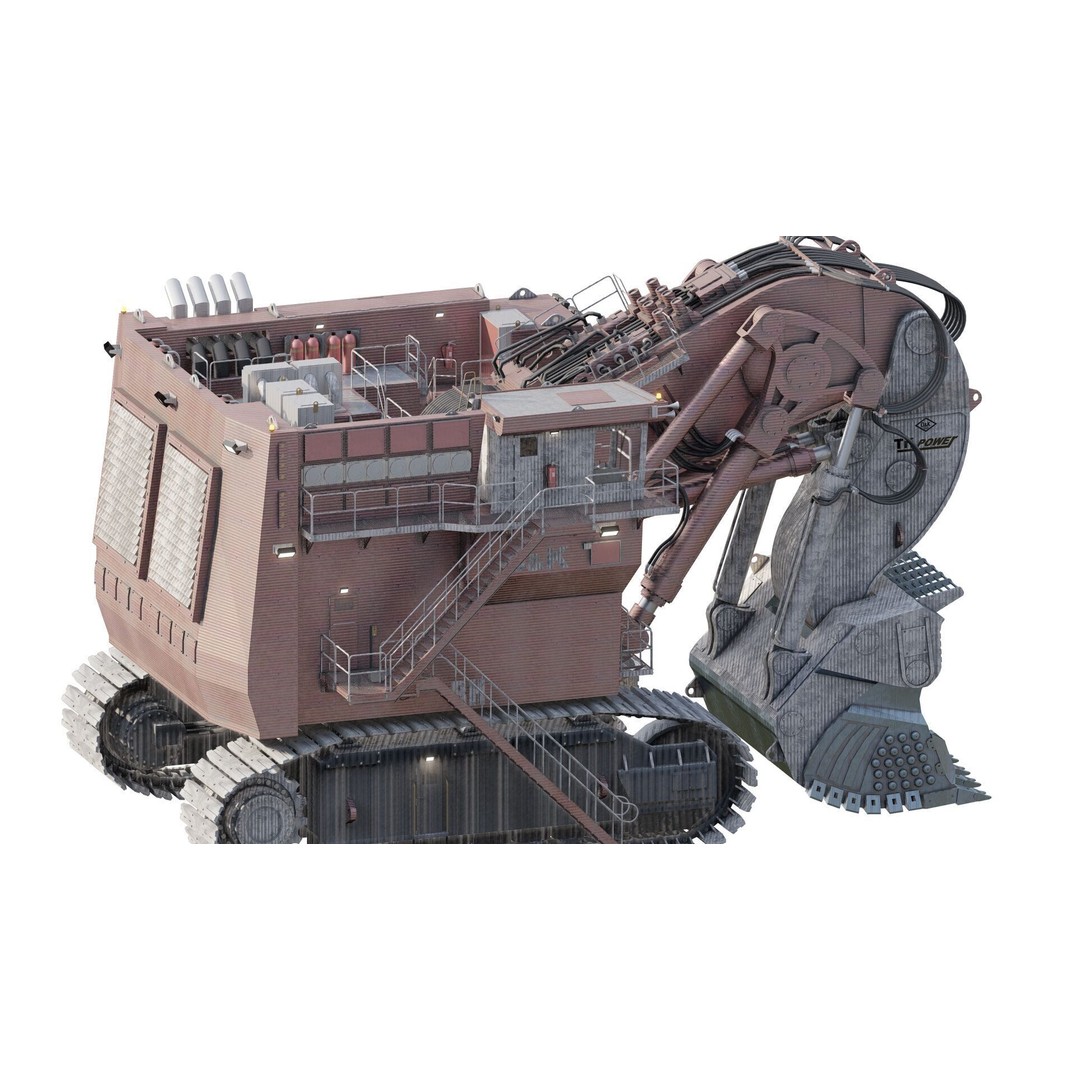 Backhoe RH Mining 3D Model – Detailed Industrial Excavator, FBX, OBJ - View 6