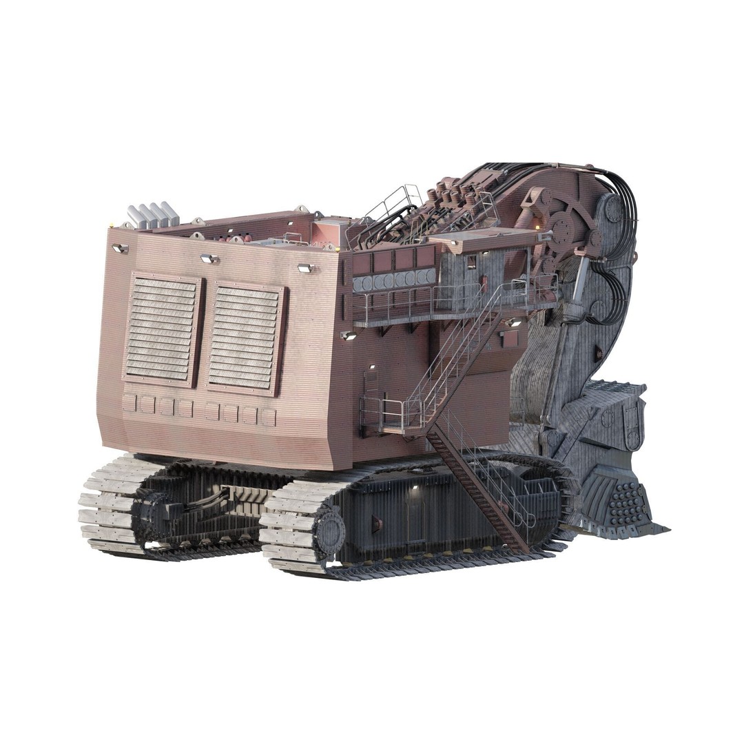 Backhoe RH Mining 3D Model – Detailed Industrial Excavator, FBX, OBJ - View 7