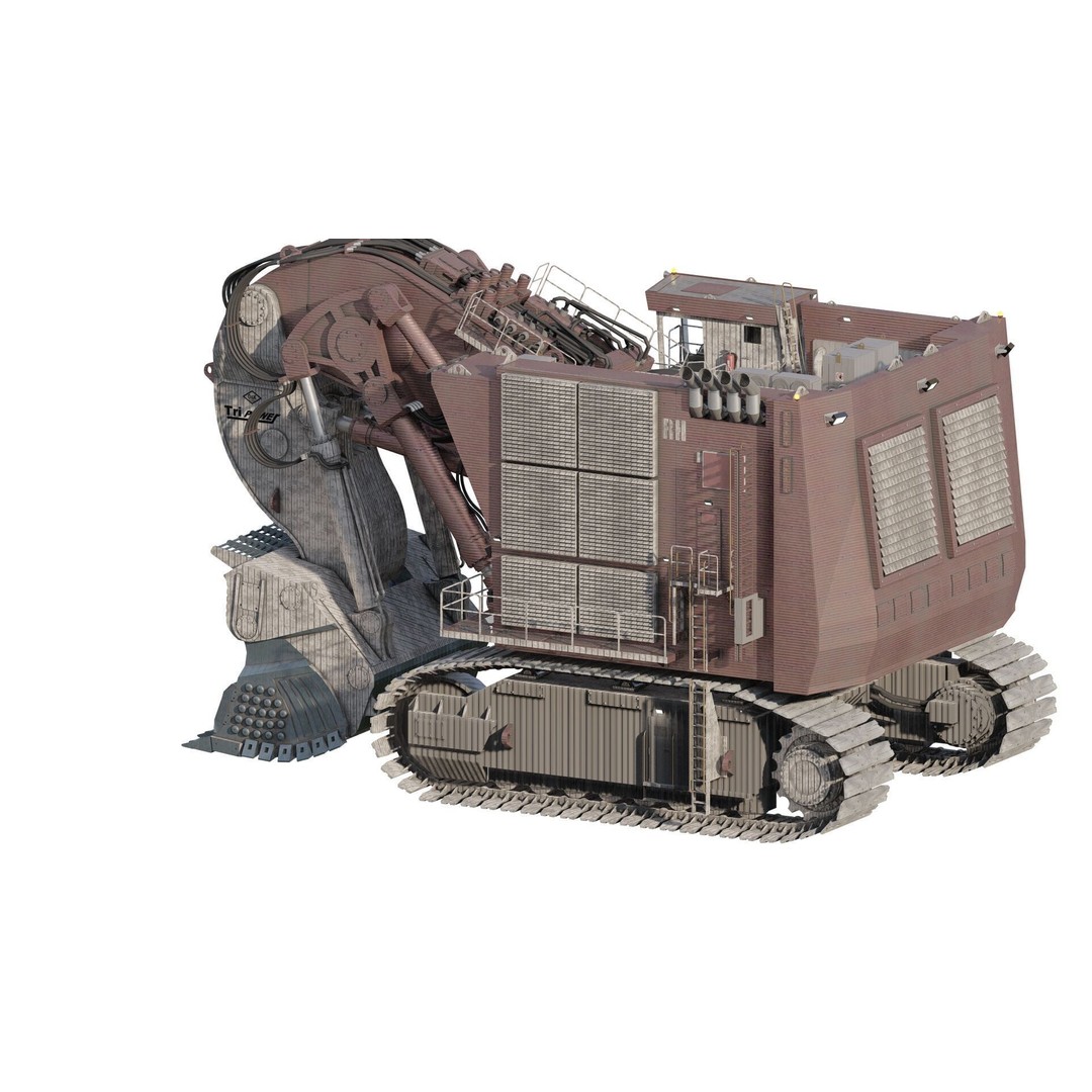 Backhoe RH Mining 3D Model – Detailed Industrial Excavator, FBX, OBJ - View 9