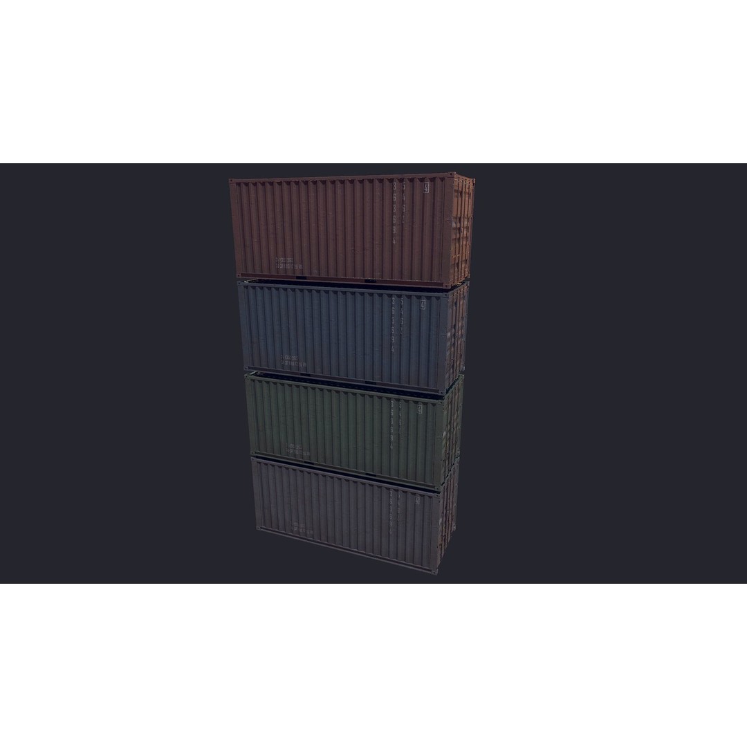 Cargo Container 3D Model – Low Poly Game Asset, FBX, PBR Textures - View 10