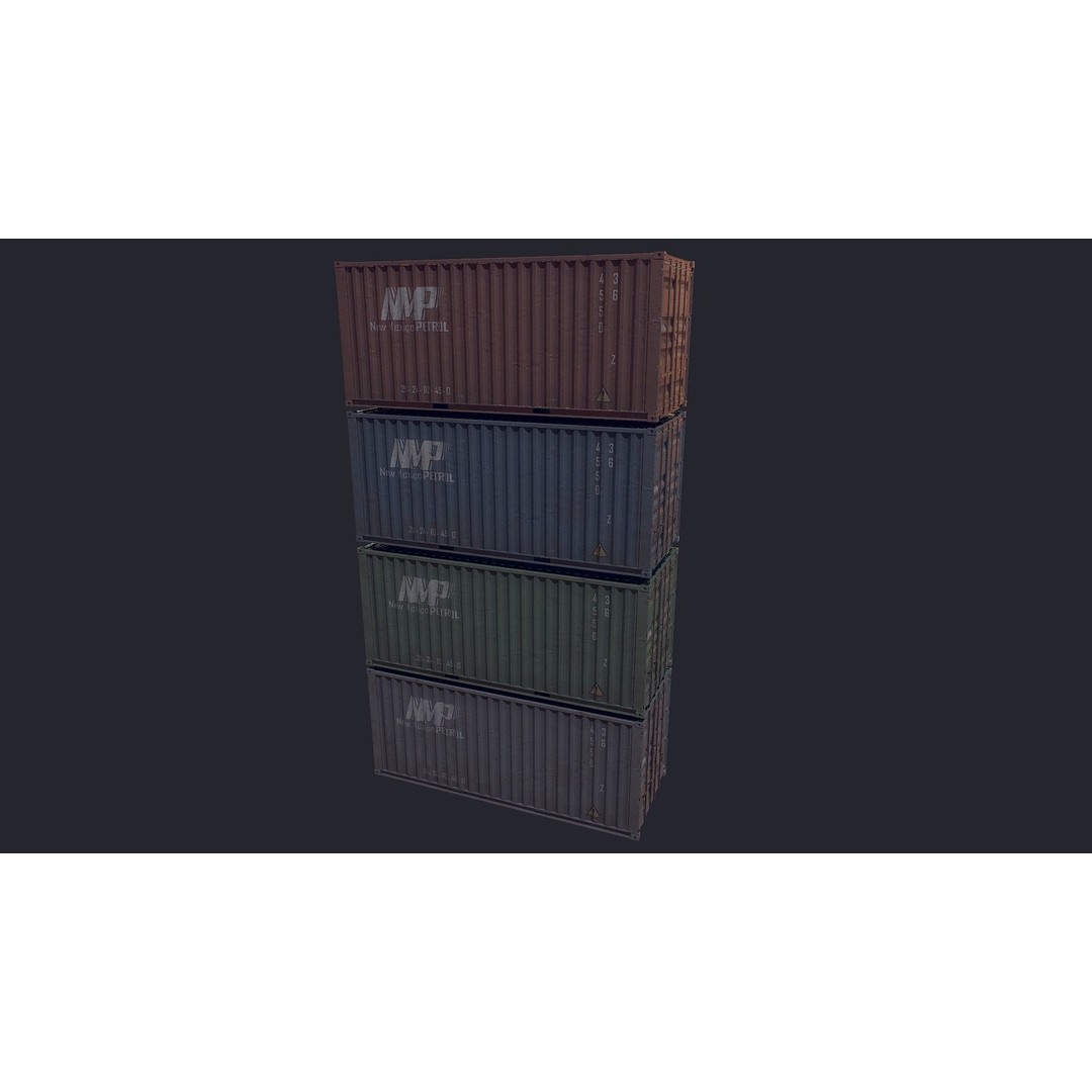 Cargo Container 3D Model – Low Poly Game Asset, FBX, PBR Textures - View 11