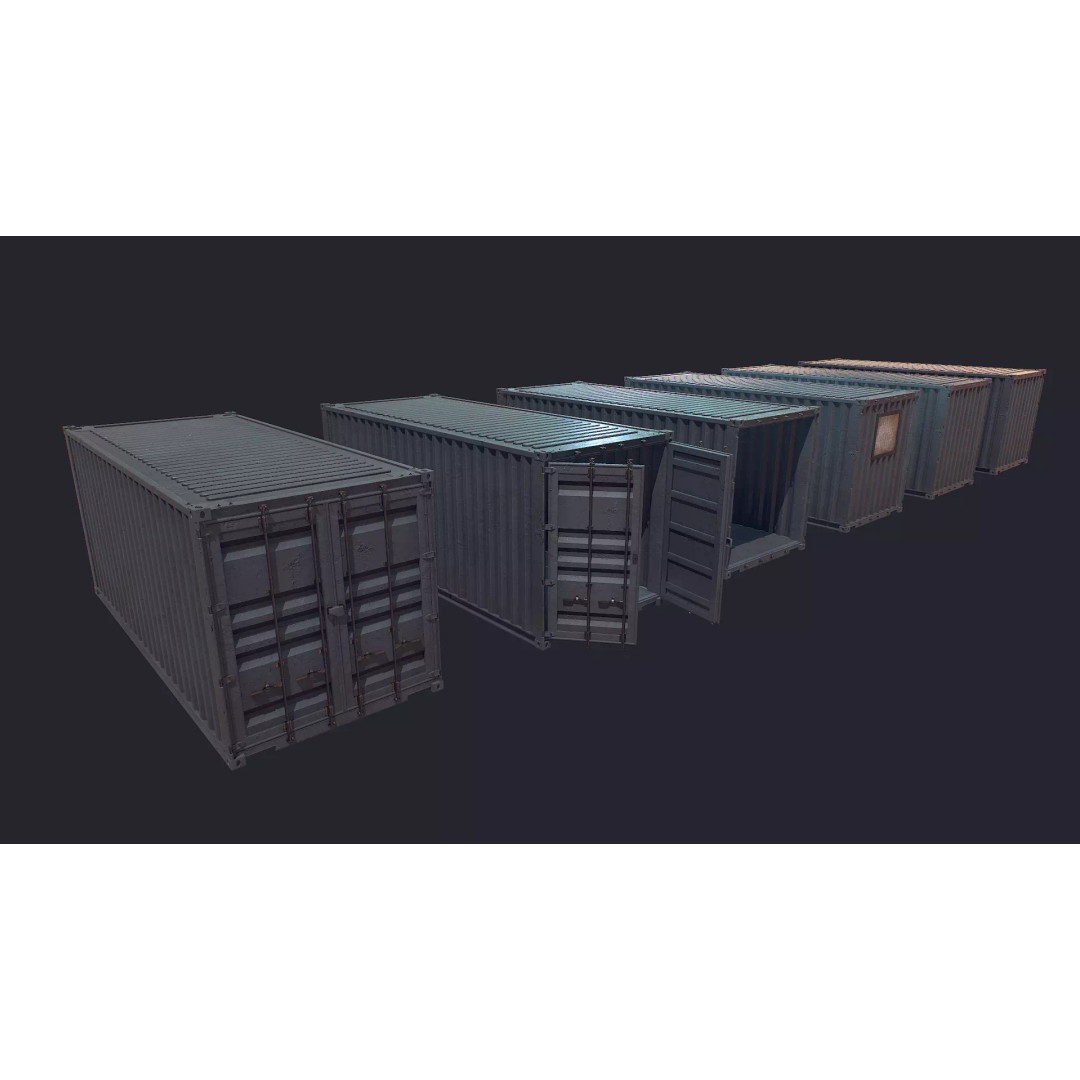 Cargo Container 3D Model – Low Poly Game Asset, FBX, PBR Textures - View 2