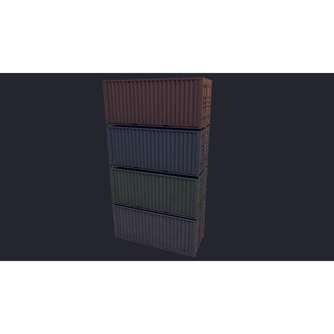 Cargo Container 3D Model – Low Poly Game Asset, FBX, PBR Textures - View 9