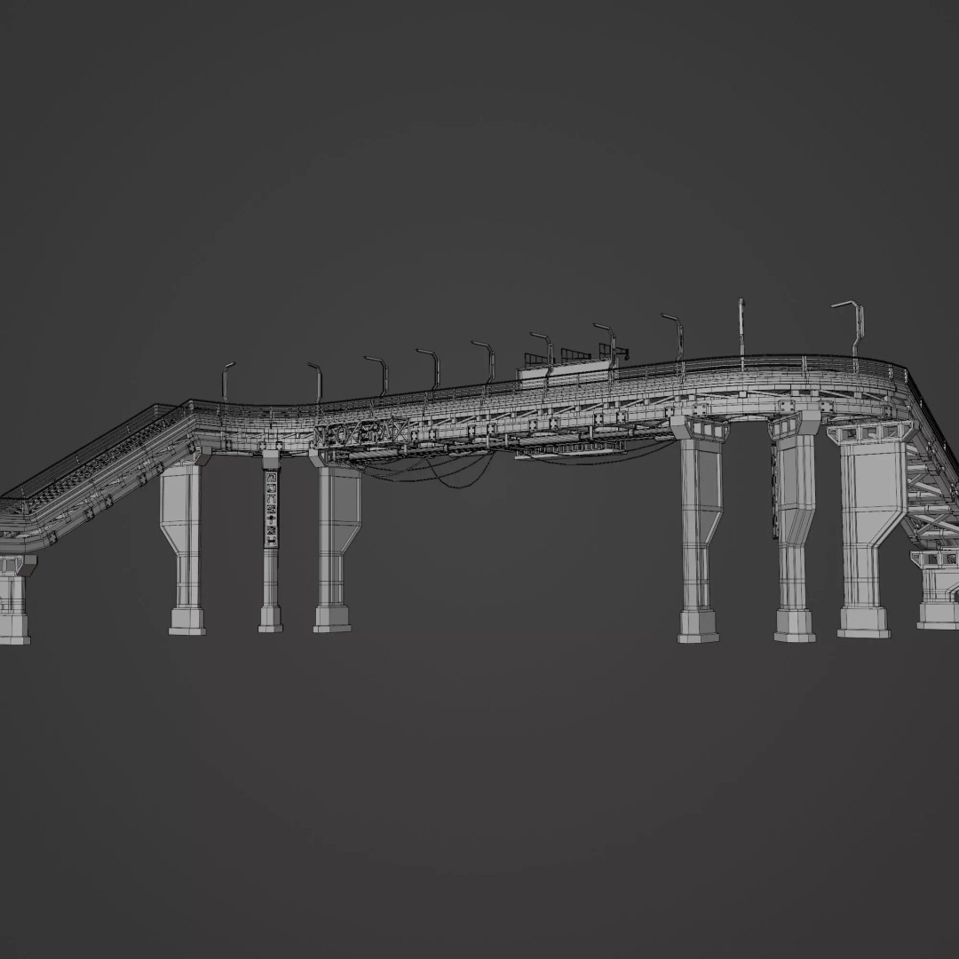 Sci-Fi Street Asset 3D Model – Modular Kit for Cyberpunk Environments, FBX
