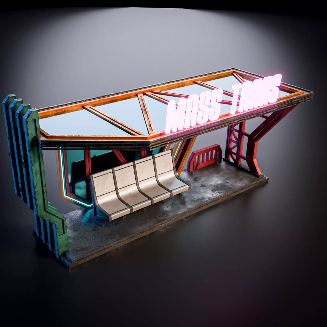 Sci-Fi Street Asset 3D Model – Modular Kit for Cyberpunk Environments, FBX - View 23