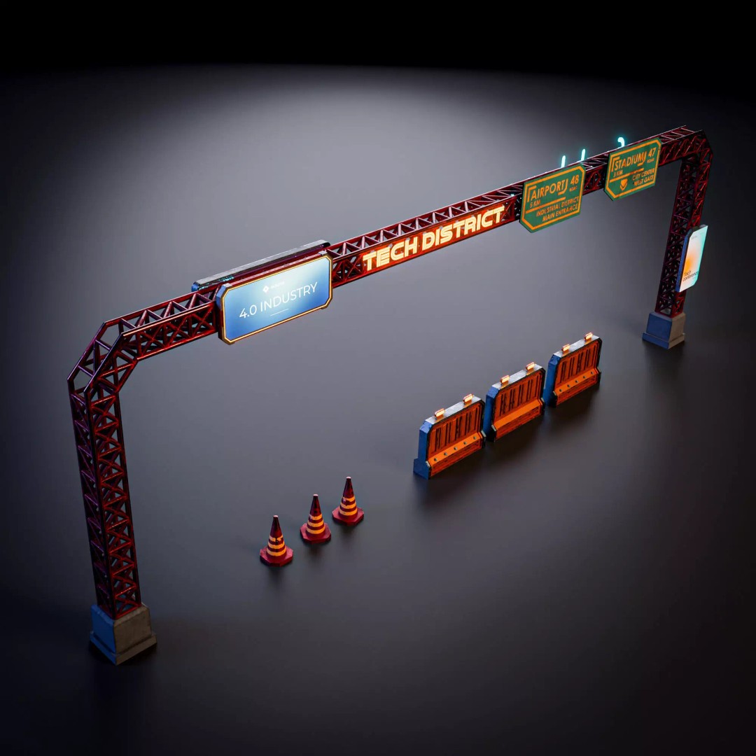 Sci-Fi Street Asset 3D Model – Modular Kit for Cyberpunk Environments, FBX - View 29