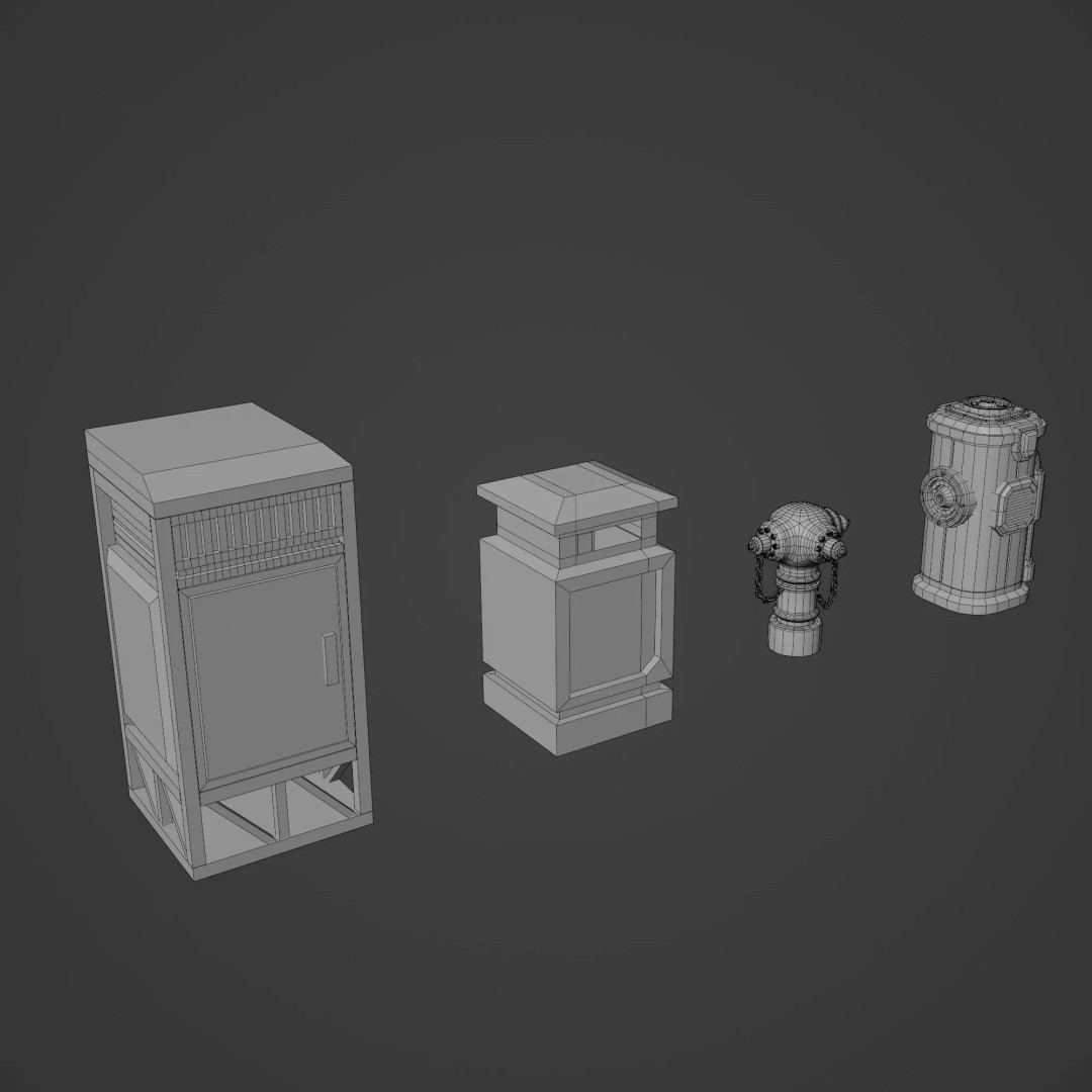 Sci-Fi Street Asset 3D Model – Modular Kit for Cyberpunk Environments, FBX - View 47