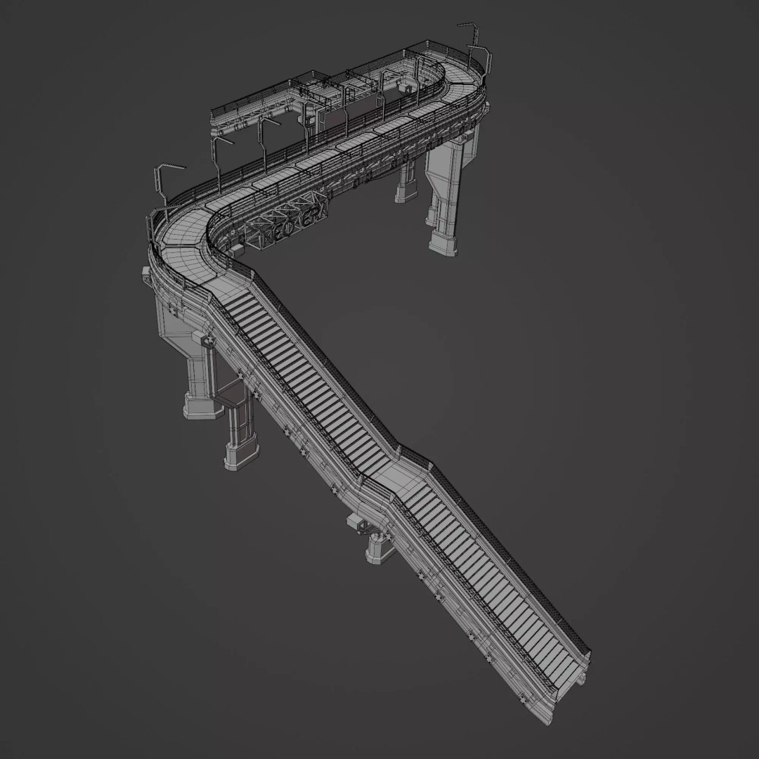 Sci-Fi Street Asset 3D Model – Modular Kit for Cyberpunk Environments, FBX - View 50