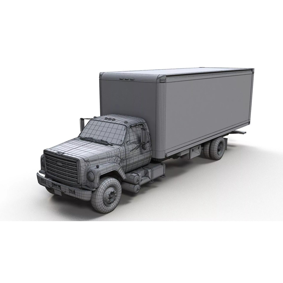 80s Box Truck 3D Model – Low Poly Game Ready Asset, FBX - View 10