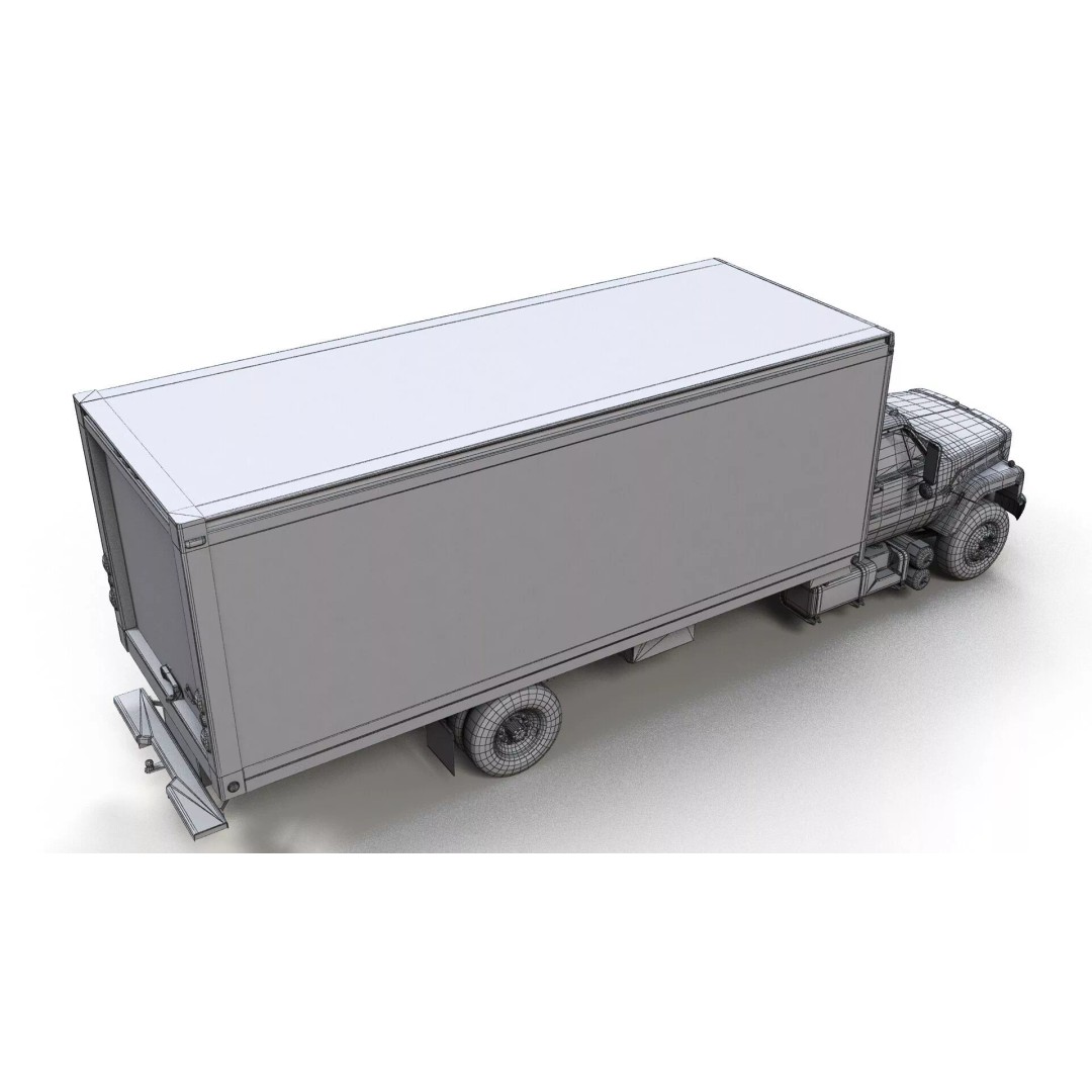 80s Box Truck 3D Model – Low Poly Game Ready Asset, FBX - View 11