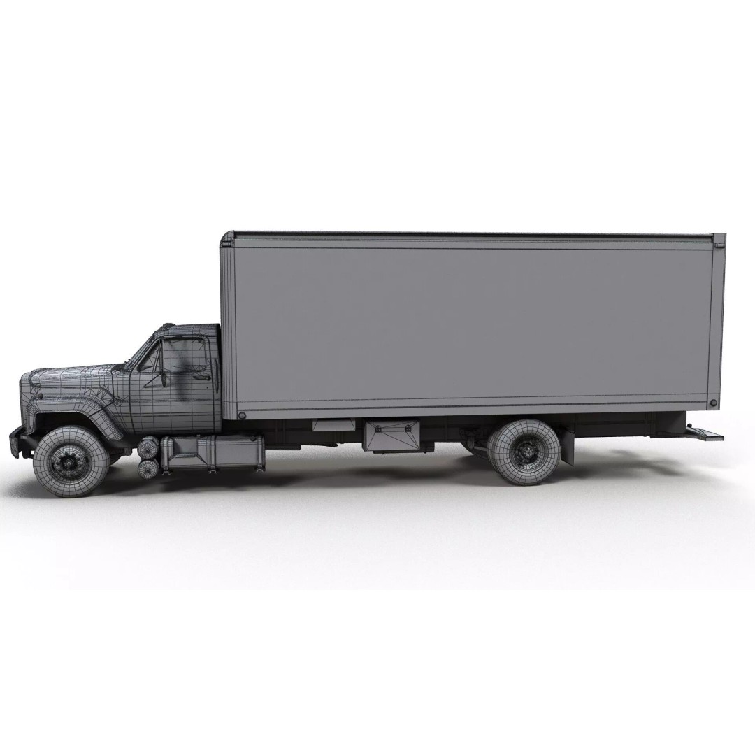 80s Box Truck 3D Model – Low Poly Game Ready Asset, FBX - View 12