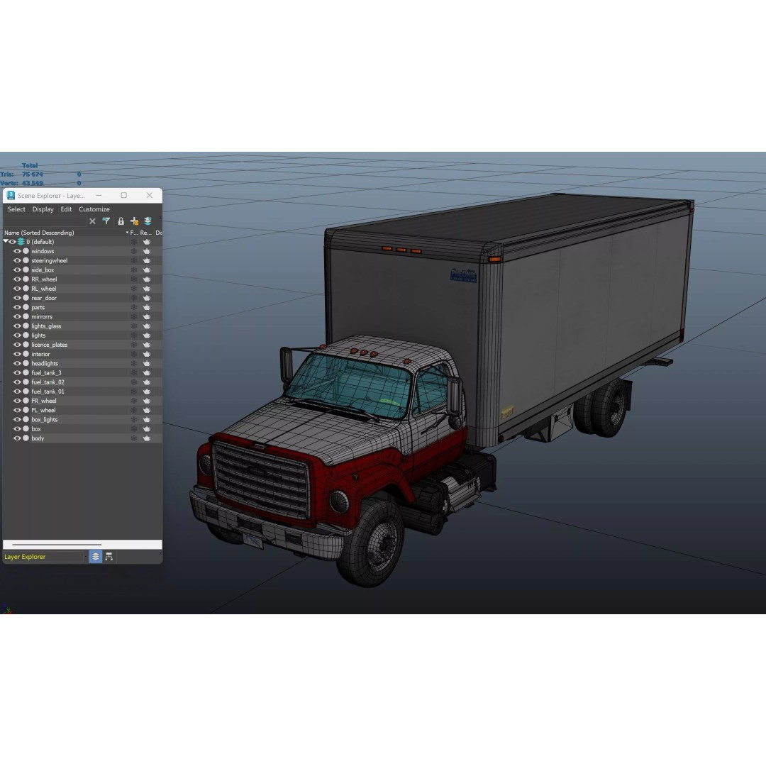 80s Box Truck 3D Model – Low Poly Game Ready Asset, FBX - View 17