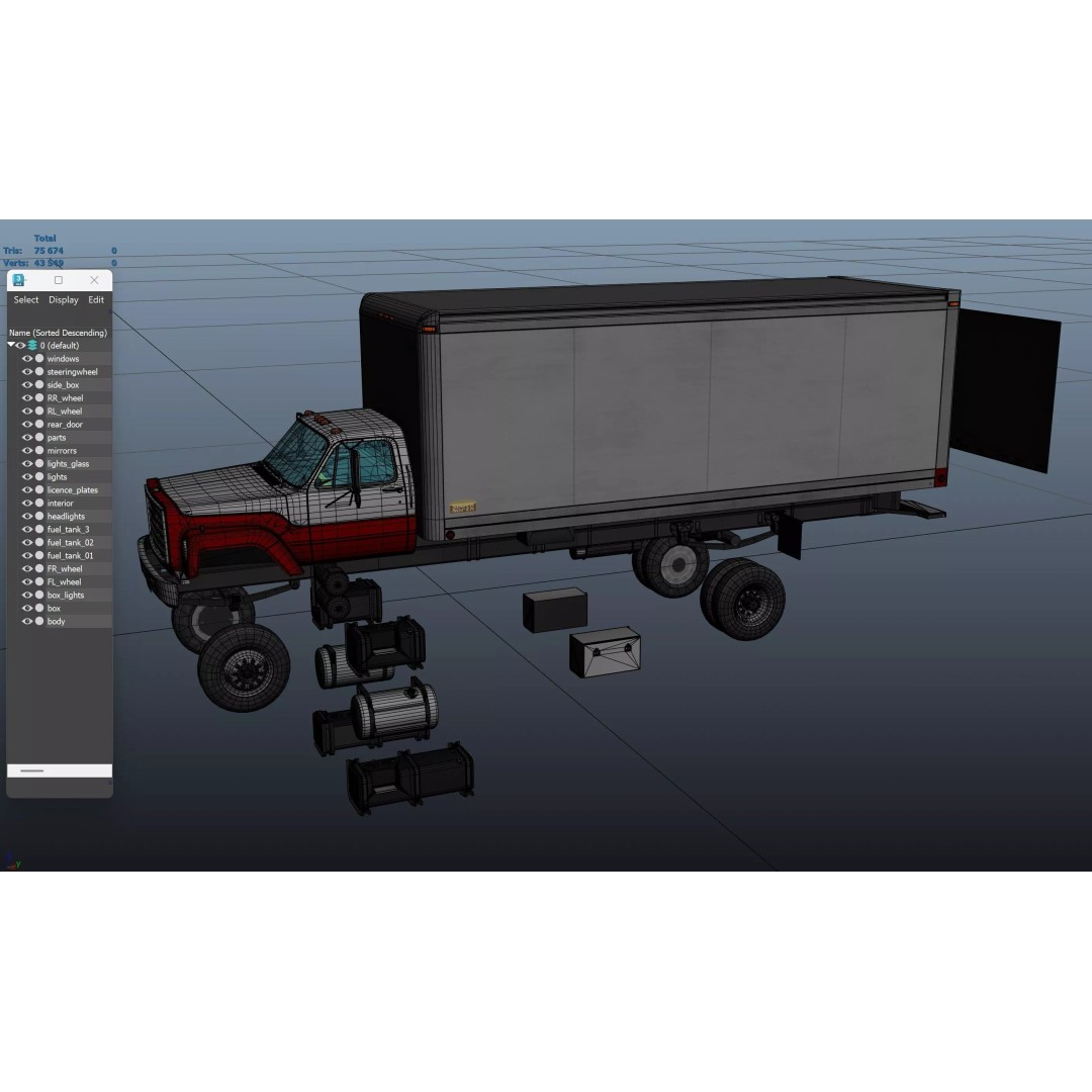 80s Box Truck 3D Model – Low Poly Game Ready Asset, FBX - View 18