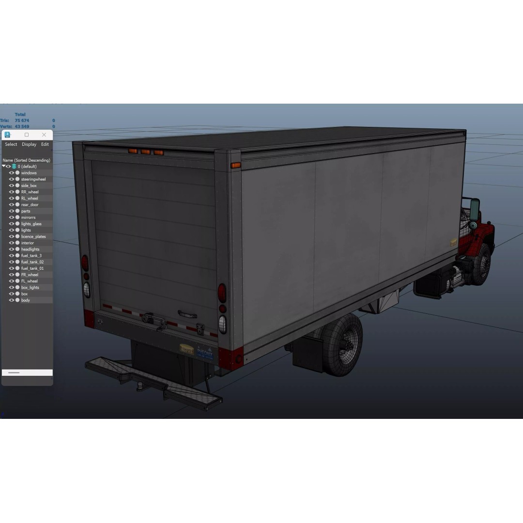 80s Box Truck 3D Model – Low Poly Game Ready Asset, FBX - View 19