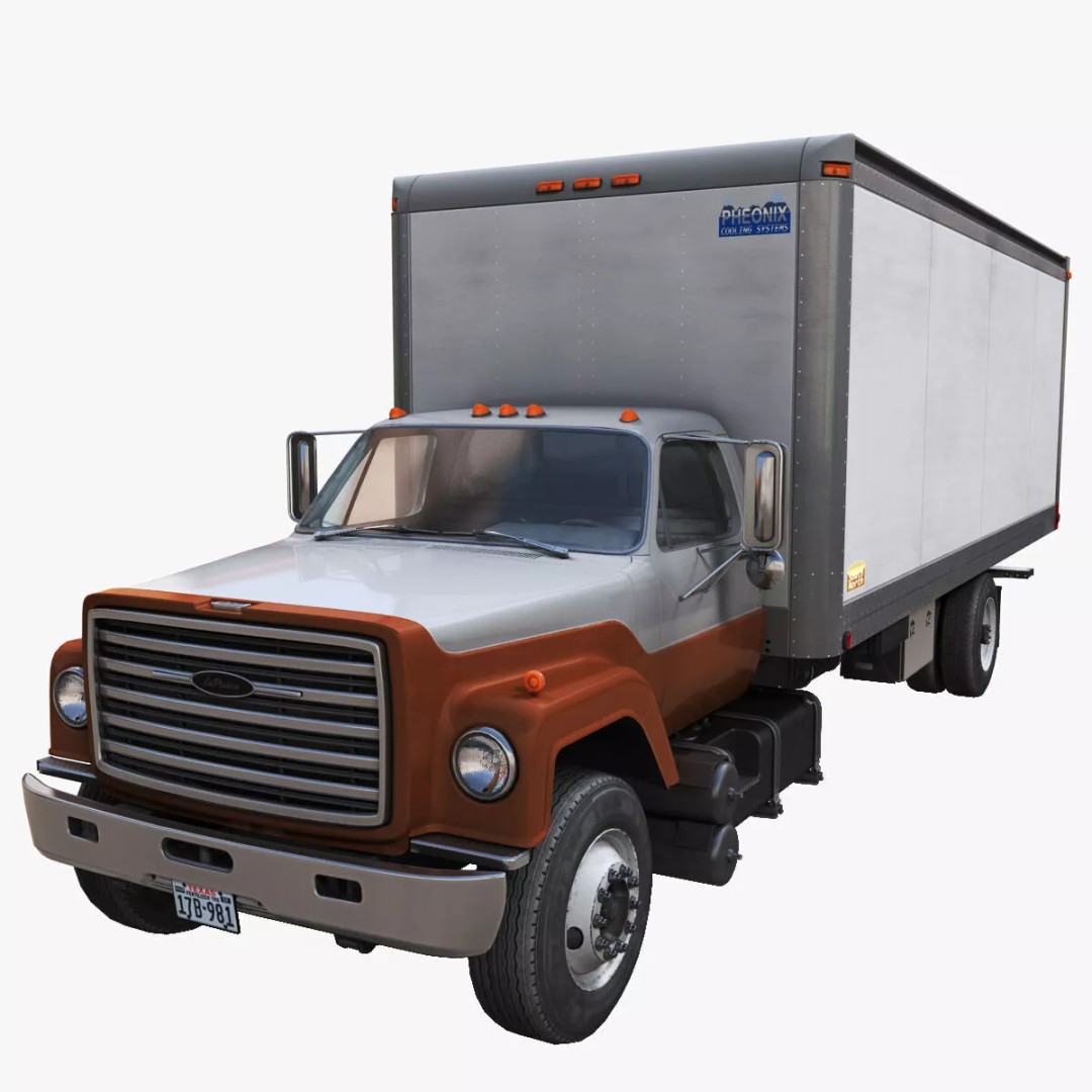 80s Box Truck 3D Model – Low Poly Game Ready Asset, FBX - View 2