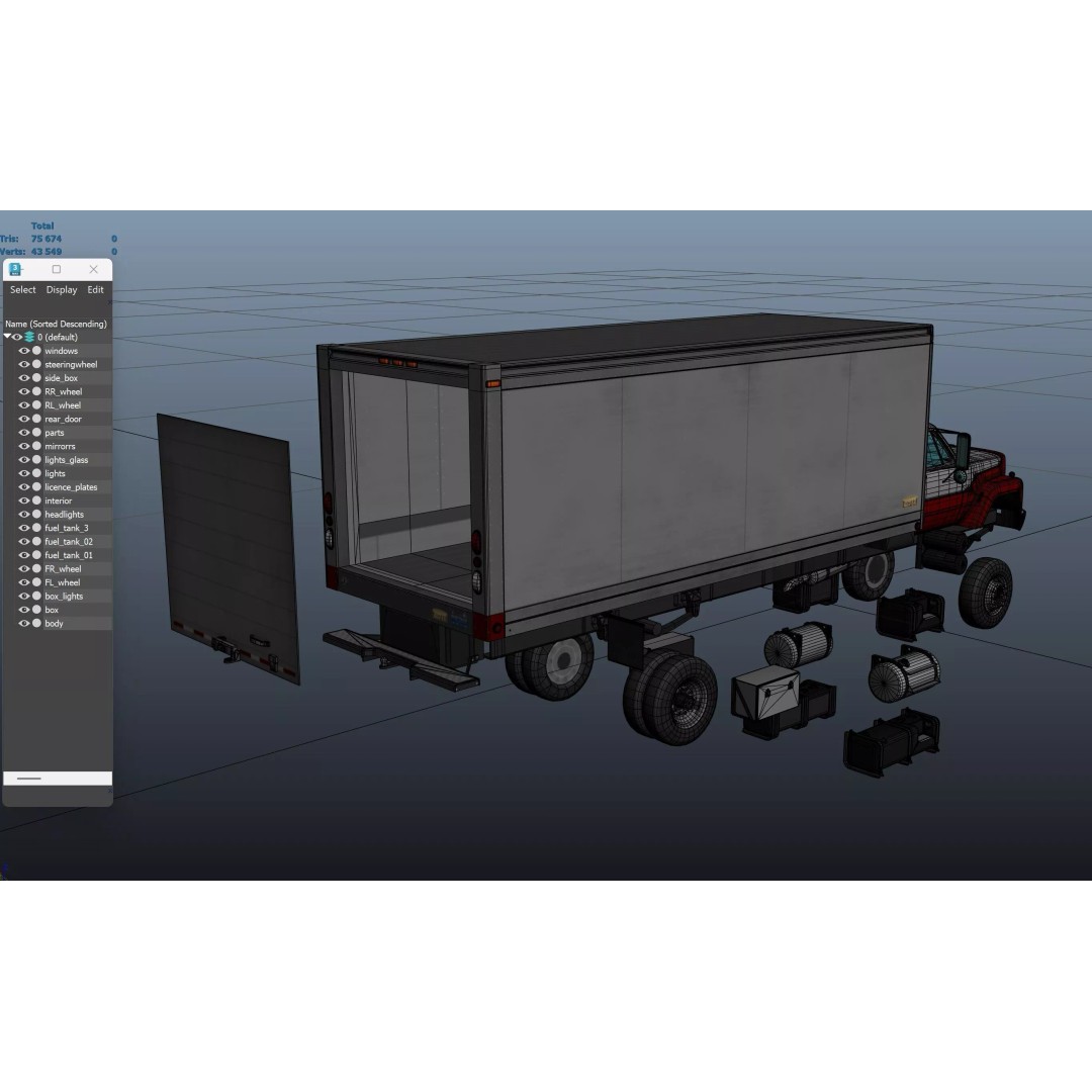 80s Box Truck 3D Model – Low Poly Game Ready Asset, FBX - View 20