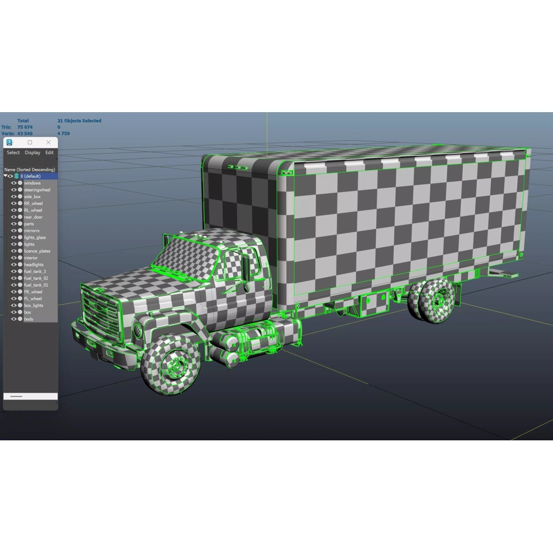 80s Box Truck 3D Model – Low Poly Game Ready Asset, FBX - View 23