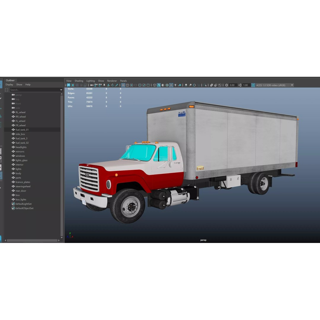 80s Box Truck 3D Model – Low Poly Game Ready Asset, FBX - View 24