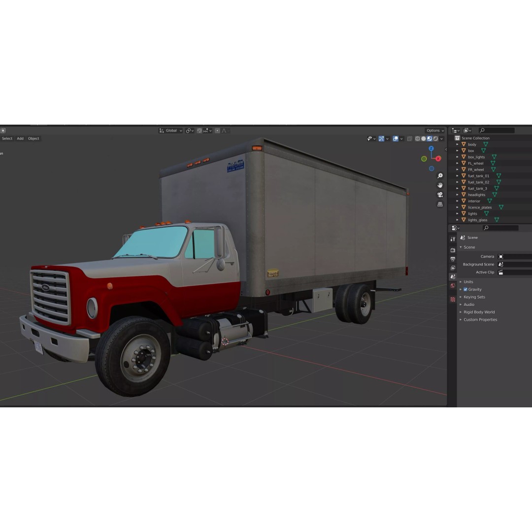 80s Box Truck 3D Model – Low Poly Game Ready Asset, FBX - View 25