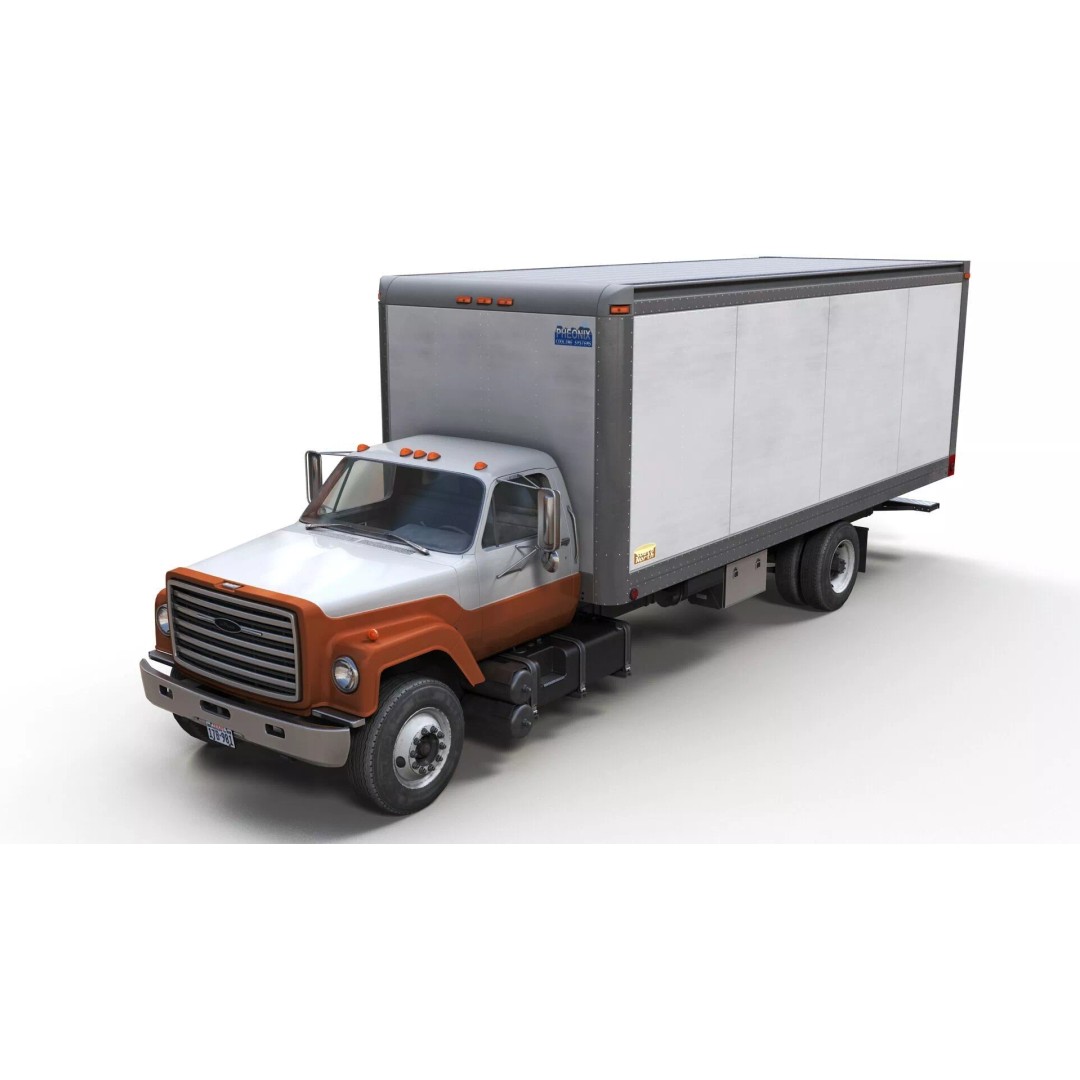 80s Box Truck 3D Model – Low Poly Game Ready Asset, FBX - View 3