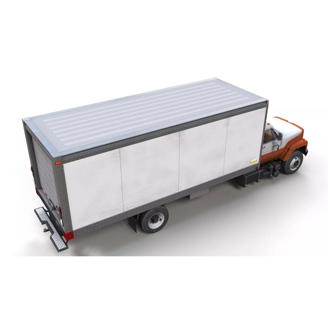 80s Box Truck 3D Model – Low Poly Game Ready Asset, FBX - View 4