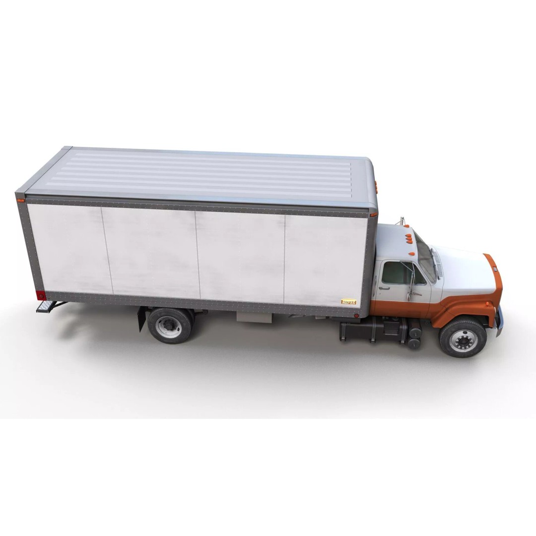 80s Box Truck 3D Model – Low Poly Game Ready Asset, FBX - View 6