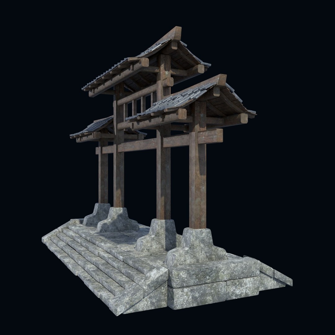 Asian Structures 3D Model – Low Poly Game-Ready Collection, FBX & OBJ - View 12