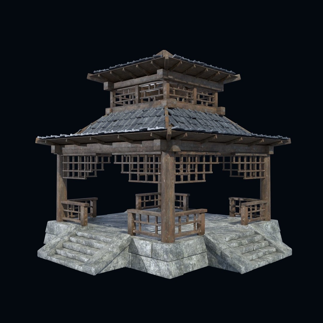 Asian Structures 3D Model – Low Poly Game-Ready Collection, FBX & OBJ - View 20