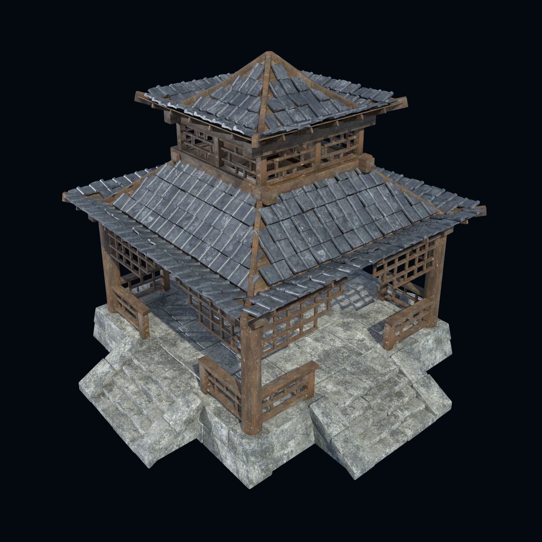 Asian Structures 3D Model – Low Poly Game-Ready Collection, FBX & OBJ - View 21