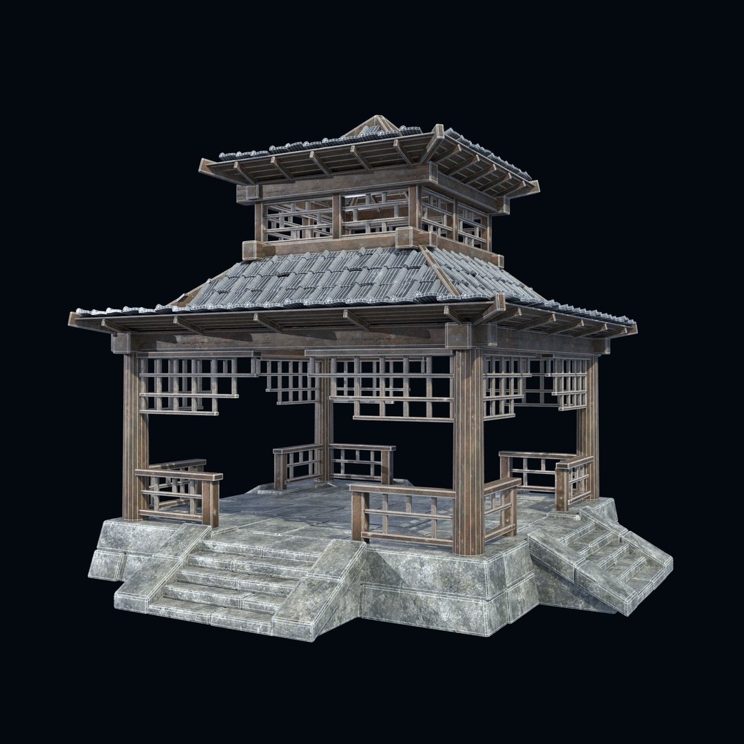 Asian Structures 3D Model – Low Poly Game-Ready Collection, FBX & OBJ - View 22