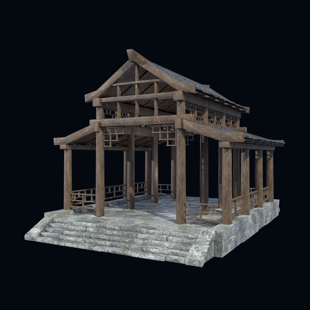 Asian Structures 3D Model – Low Poly Game-Ready Collection, FBX & OBJ - View 31