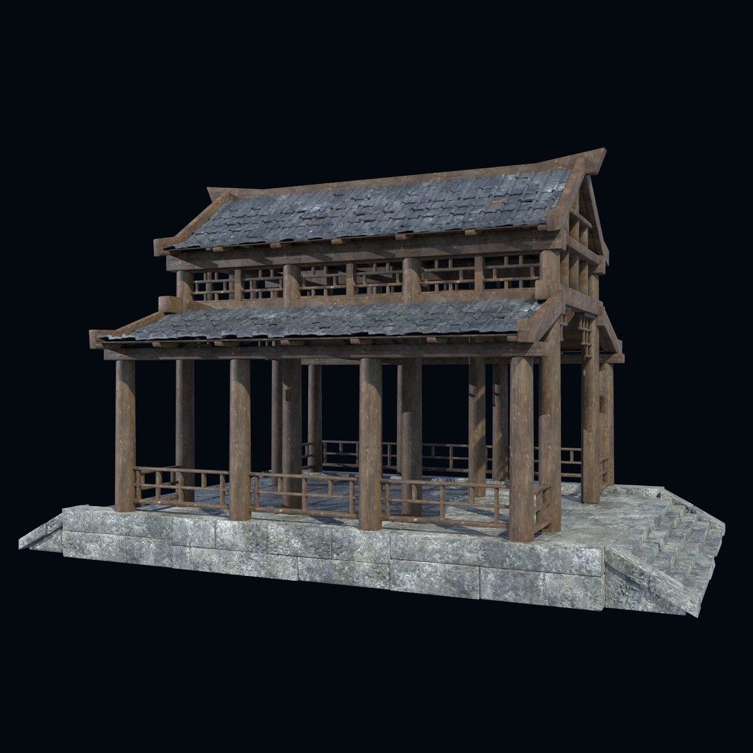 Asian Structures 3D Model – Low Poly Game-Ready Collection, FBX & OBJ - View 32