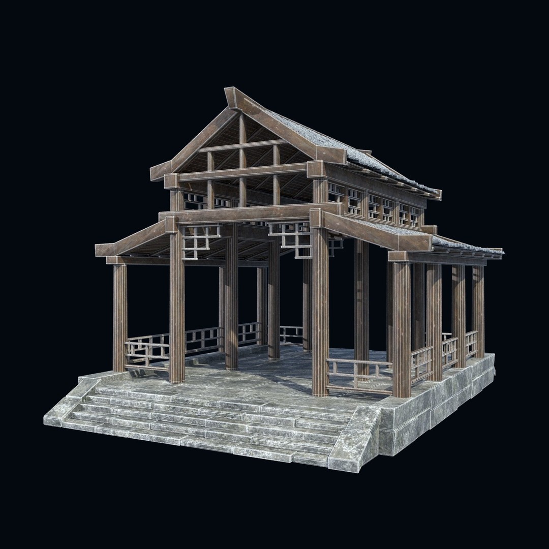 Asian Structures 3D Model – Low Poly Game-Ready Collection, FBX & OBJ - View 34