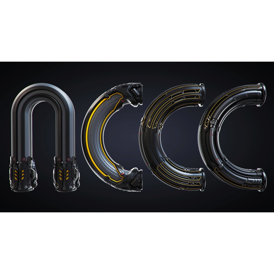 Sci-Fi Pipes 3D Model – Industrial Kitbash Asset, OBJ - View 8