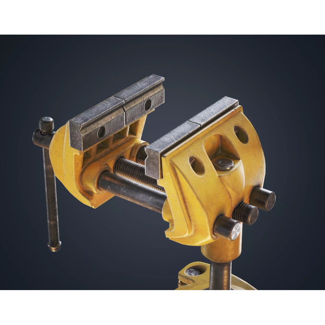 Used Vintage Clamping Vise 3D Model – Low Poly Game Asset, FBX