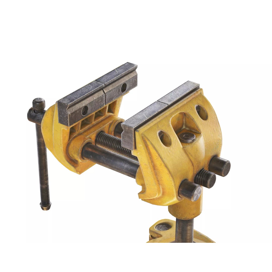 Used Vintage Clamping Vise 3D Model – Low Poly Game Asset, FBX - View 2
