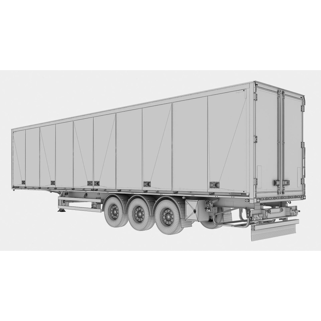 Box Semitrailer Side Doors 3D Model – Realistic PBR Asset, FBX, OBJ - View 20